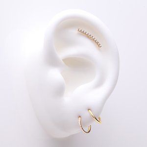 3 Pcs of Assorted Everyday Golden Sparkle Long Lined Stud x Clicker Package